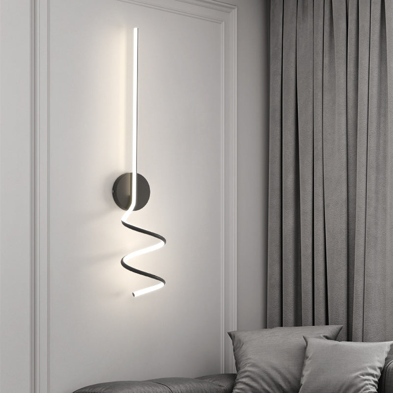 Modern Simplicity Aluminum Iron Long Curved Line LED Wall Sconce Lamp For Bedroom