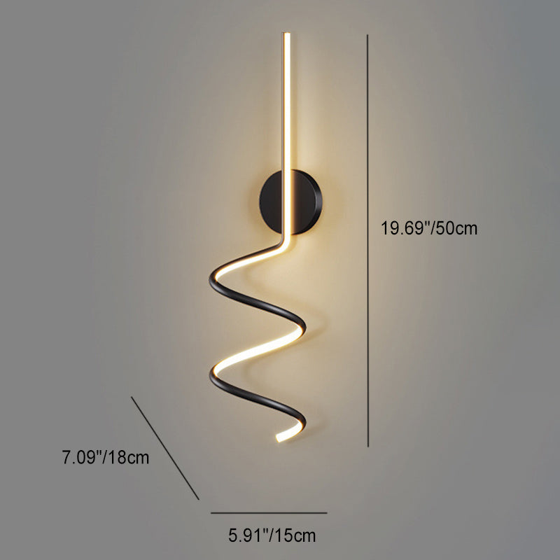 Modern Simplicity Aluminum Iron Long Curved Line LED Wall Sconce Lamp For Bedroom