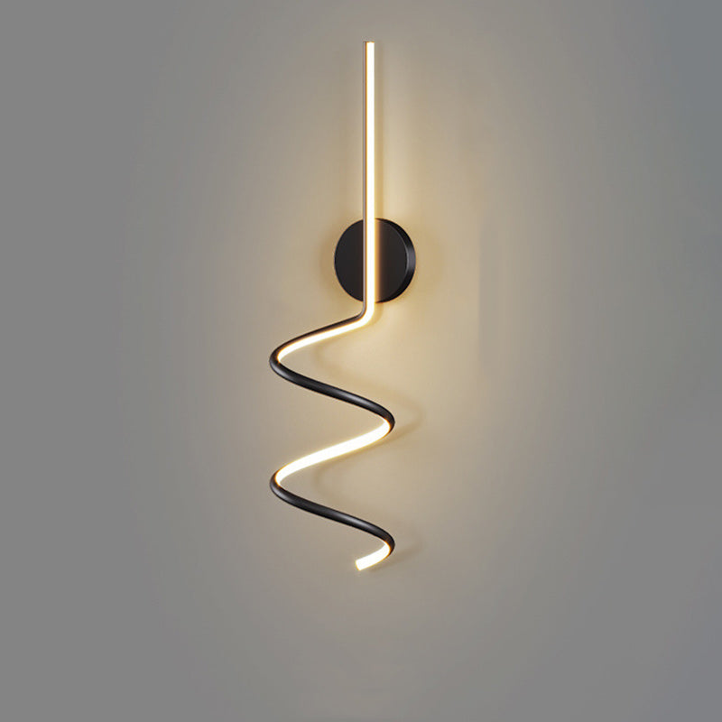 Modern Simplicity Aluminum Iron Long Curved Line LED Wall Sconce Lamp For Bedroom