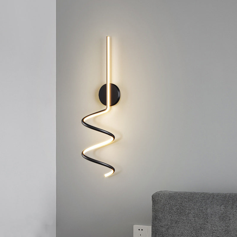 Modern Simplicity Aluminum Iron Long Curved Line LED Wall Sconce Lamp For Bedroom