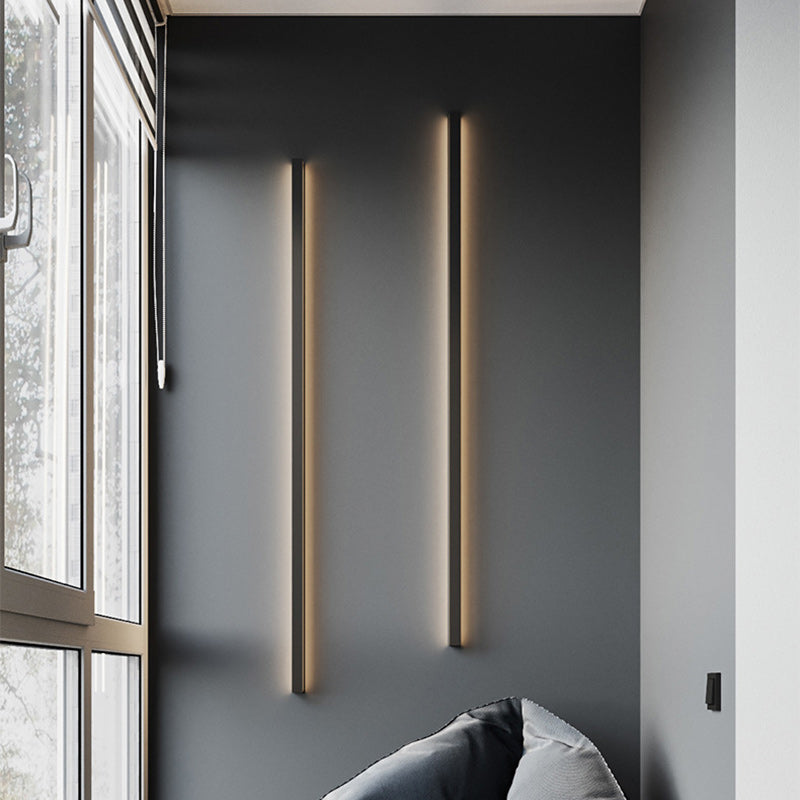 Modern Minimalist Aluminum Iron Long Strip LED Wall Sconce Lamp For Living Room