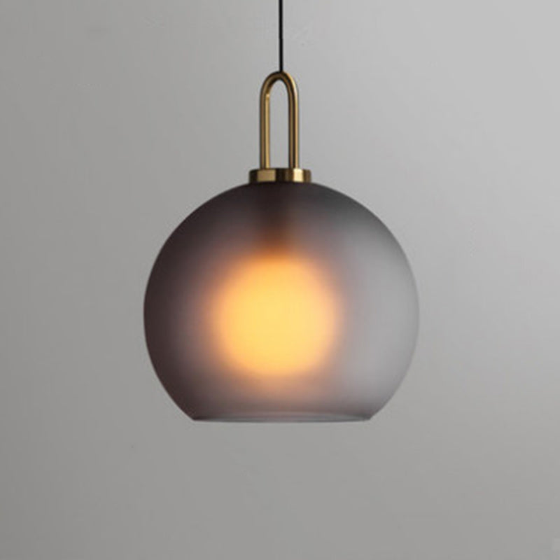 Contemporary Nordic Copper Glass Transparent 1-Light Pendant Light For Living Room