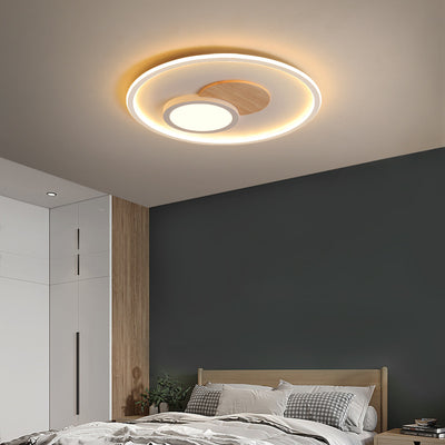 Modern Simplicity Aluminum Acrylic Round LED Flush Mount Ceiling Light For Bedroom