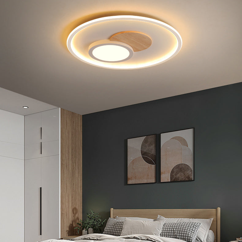 Modern Simplicity Aluminum Acrylic Round LED Flush Mount Ceiling Light For Bedroom