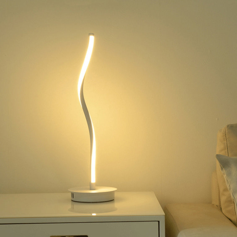 Modern Minimalist Curve Aluminum Iron LED Table Lamp For Bedroom