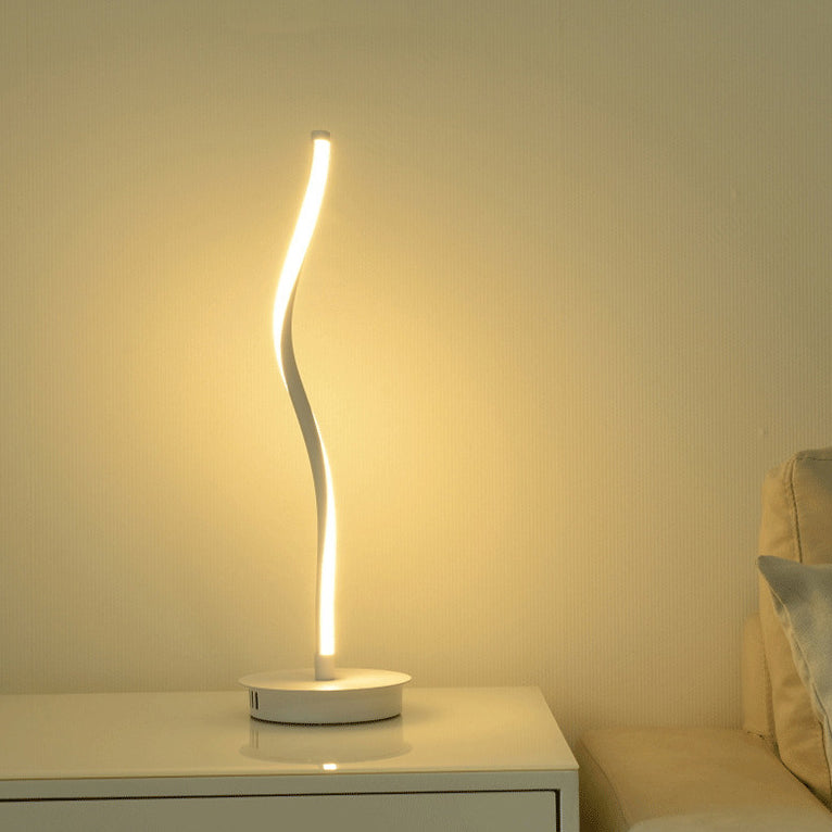 Modern Minimalist Curve Aluminum Iron LED Table Lamp For Bedroom