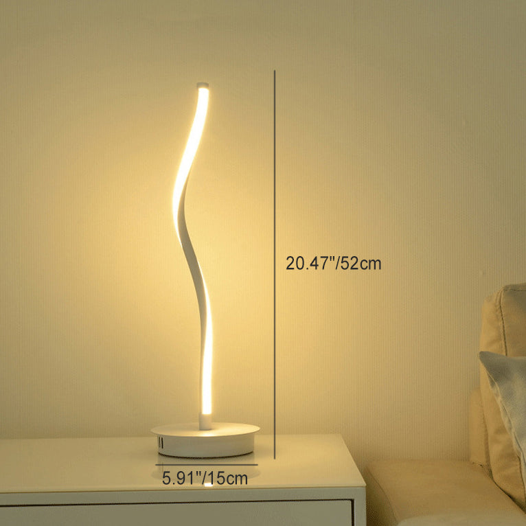 Modern Minimalist Curve Aluminum Iron LED Table Lamp For Bedroom