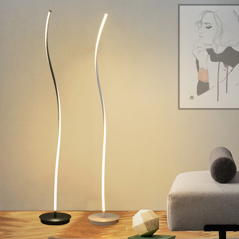 Modern Simplicity Aluminum Iron Long Curve LED Standing Floor Lamp For Bedroom