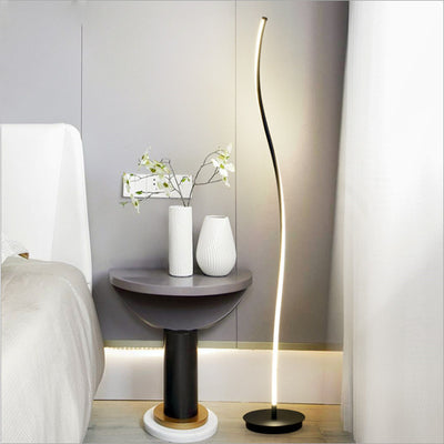 Modern Simplicity Aluminum Iron Long Curve LED Standing Floor Lamp For Bedroom