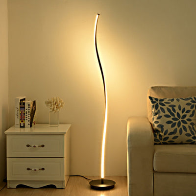 Modern Simplicity Aluminum Iron Long Curve LED Standing Floor Lamp For Bedroom