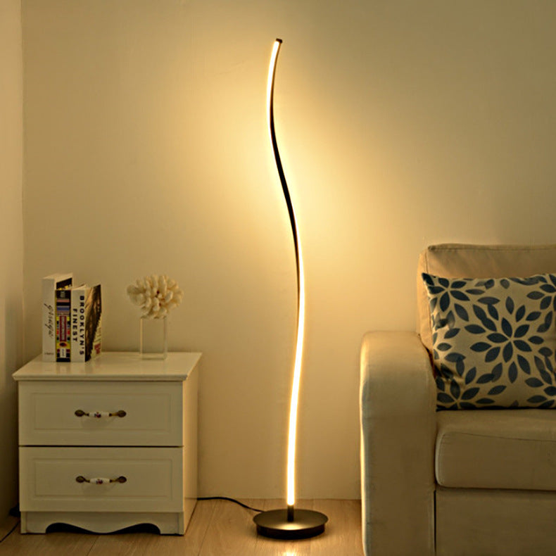 Modern Simplicity Aluminum Iron Long Curve LED Standing Floor Lamp For Bedroom