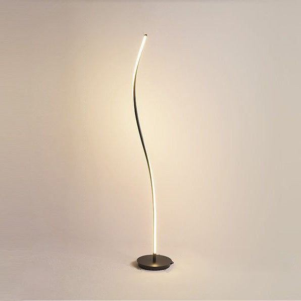 Modern Simplicity Aluminum Iron Long Curve LED Standing Floor Lamp For Bedroom