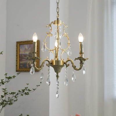 Traditional European Copper Crystal Edge 3/6/8- Light Chandeliers For Living Room