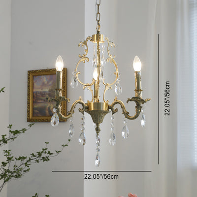 Traditional European Copper Crystal Edge 3/6/8- Light Chandeliers For Living Room