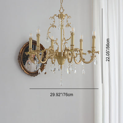 Traditional European Copper Crystal Edge 3/6/8- Light Chandeliers For Living Room