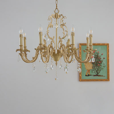 Traditional European Copper Crystal Edge 3/6/8- Light Chandeliers For Living Room