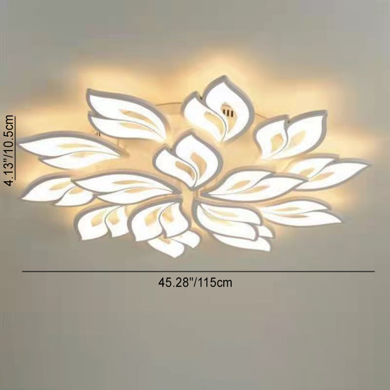 Contemporary Creative Lucky Leaves Acrylic Iron LED Flush Mount Ceiling Light For Living Room