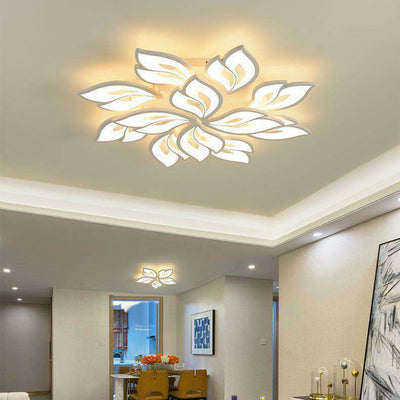 Contemporary Creative Lucky Leaves Acrylic Iron LED Flush Mount Ceiling Light For Living Room