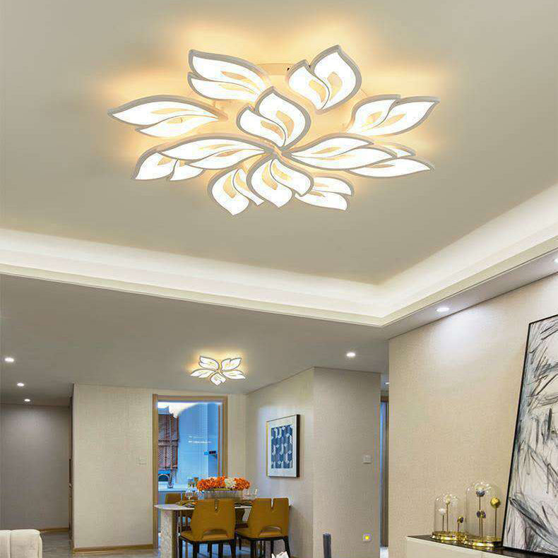 Contemporary Creative Lucky Leaves Acrylic Iron LED Flush Mount Ceiling Light For Living Room