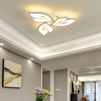 Contemporary Creative Lucky Leaves Acrylic Iron LED Flush Mount Ceiling Light For Living Room