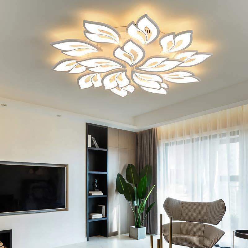 Contemporary Creative Lucky Leaves Acrylic Iron LED Flush Mount Ceiling Light For Living Room