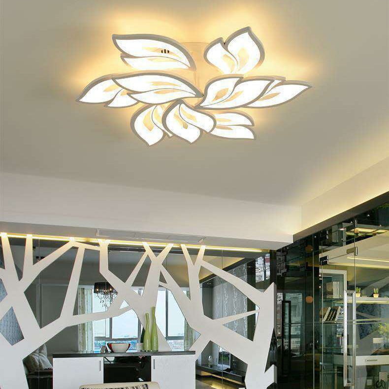 Contemporary Creative Lucky Leaves Acrylic Iron LED Flush Mount Ceiling Light For Living Room