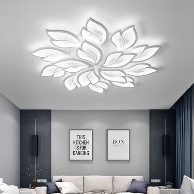 Contemporary Creative Lucky Leaves Acrylic Iron LED Flush Mount Ceiling Light For Living Room