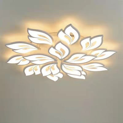 Contemporary Creative Lucky Leaves Acrylic Iron LED Flush Mount Ceiling Light For Living Room