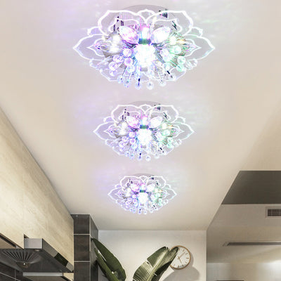 Modern Simplicity Crystal Acrylic Flower LED Flush Mount Ceiling Light For Hallways