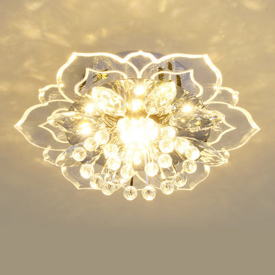 Modern Simplicity Crystal Acrylic Flower LED Flush Mount Ceiling Light For Hallways