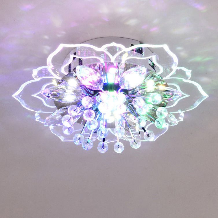 Modern Simplicity Crystal Acrylic Flower LED Flush Mount Ceiling Light For Hallways