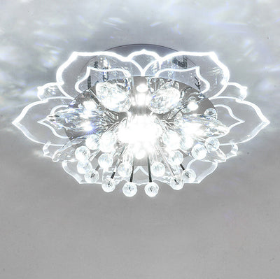 Modern Simplicity Crystal Acrylic Flower LED Flush Mount Ceiling Light For Hallways