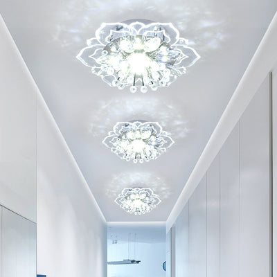 Modern Simplicity Crystal Acrylic Flower LED Flush Mount Ceiling Light For Hallways