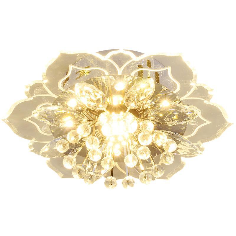 Modern Simplicity Crystal Acrylic Flower LED Flush Mount Ceiling Light For Hallways