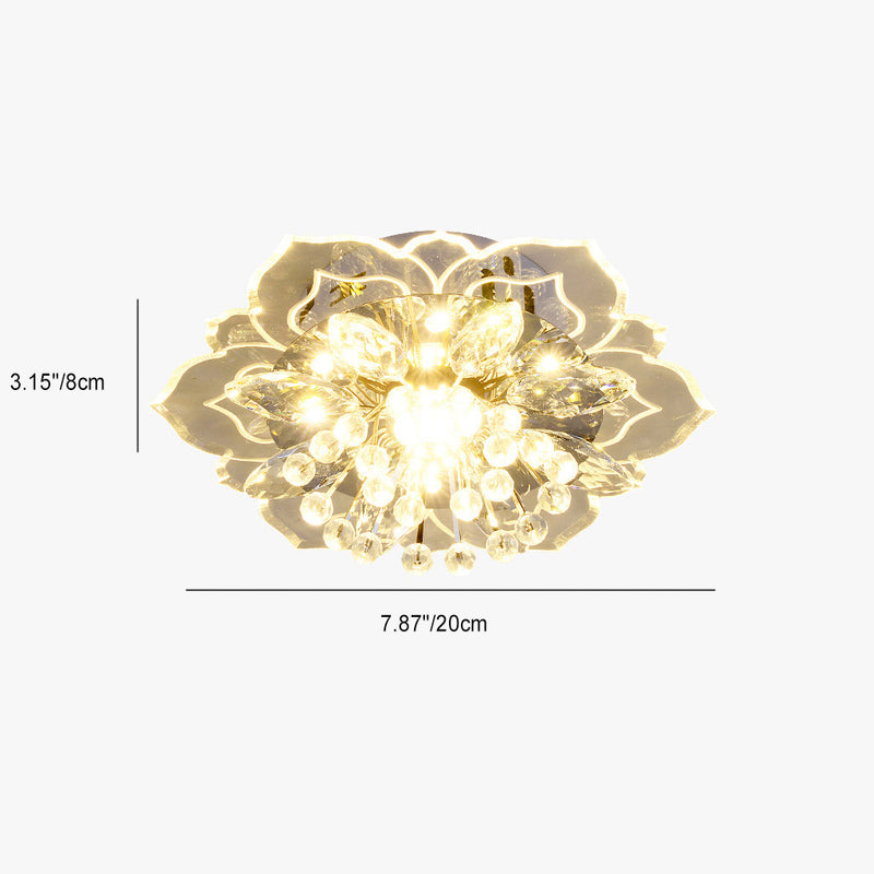 Modern Simplicity Crystal Acrylic Flower LED Flush Mount Ceiling Light For Hallways