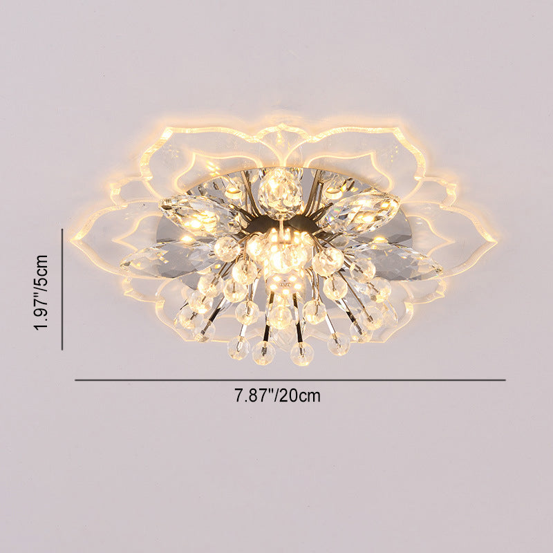 Modern Simplicity Crystal Acrylic Flower LED Flush Mount Ceiling Light For Hallways