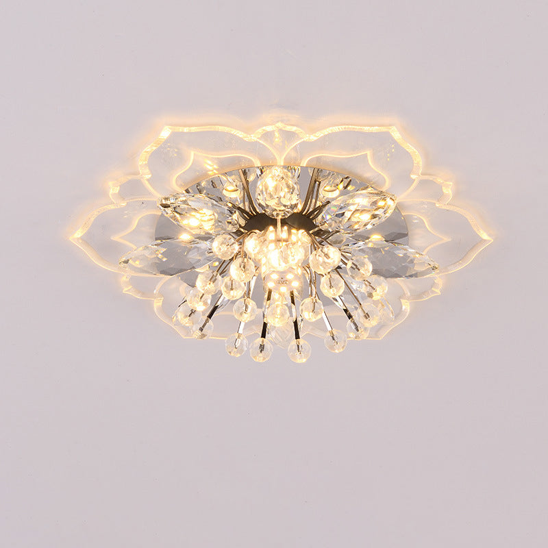 Modern Simplicity Crystal Acrylic Flower LED Flush Mount Ceiling Light For Hallways