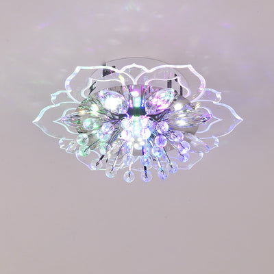 Modern Simplicity Crystal Acrylic Flower LED Flush Mount Ceiling Light For Hallways