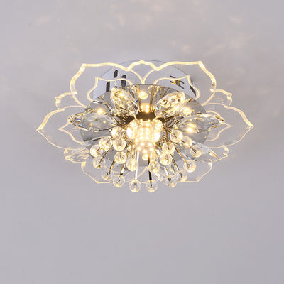 Modern Simplicity Crystal Acrylic Flower LED Flush Mount Ceiling Light For Hallways