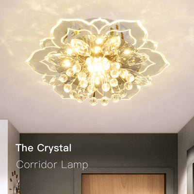 Modern Simplicity Crystal Acrylic Flower LED Flush Mount Ceiling Light For Hallways