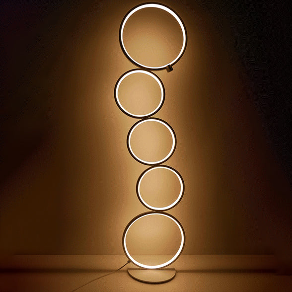 Contemporary Creative Aluminum Iron LED Five Circles Standing Floor Lamp For Living Room