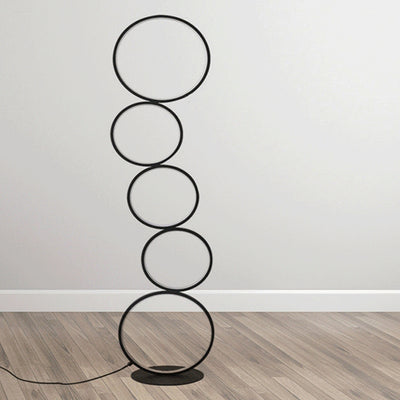 Contemporary Creative Aluminum Iron LED Five Circles Standing Floor Lamp For Living Room