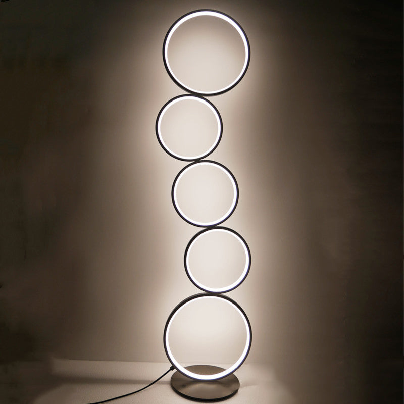 Contemporary Creative Aluminum Iron LED Five Circles Standing Floor Lamp For Living Room