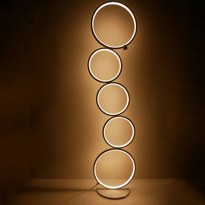 Contemporary Creative Aluminum Iron LED Five Circles Standing Floor Lamp For Living Room