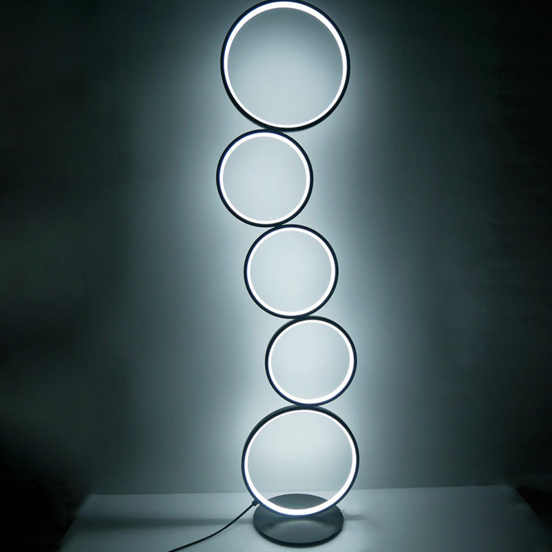 Contemporary Creative Aluminum Iron LED Five Circles Standing Floor Lamp For Living Room