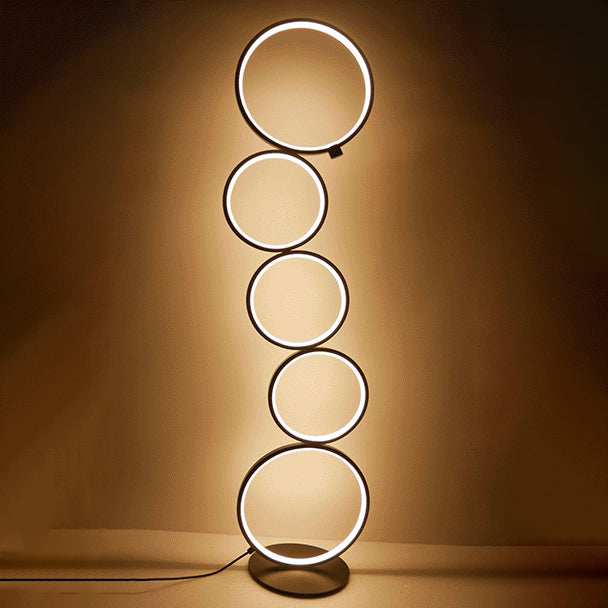 Contemporary Creative Aluminum Iron LED Five Circles Standing Floor Lamp For Living Room