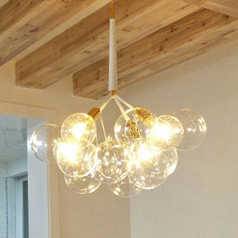 Contemporary Nordic Iron Glass Bubbles 3/6- Light Chandelier For Living Room