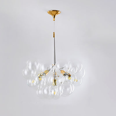 Contemporary Nordic Iron Glass Bubbles 3/6- Light Chandelier For Living Room