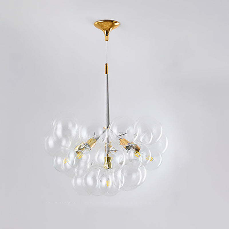 Contemporary Nordic Iron Glass Bubbles 3/6- Light Chandelier For Living Room