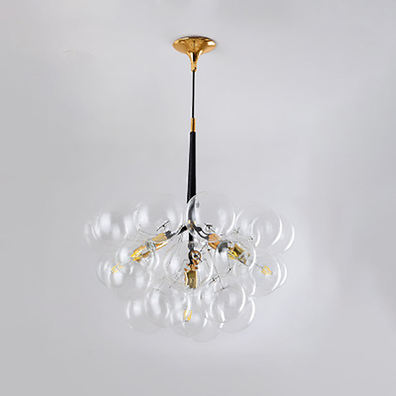 Contemporary Nordic Iron Glass Bubbles 3/6- Light Chandelier For Living Room